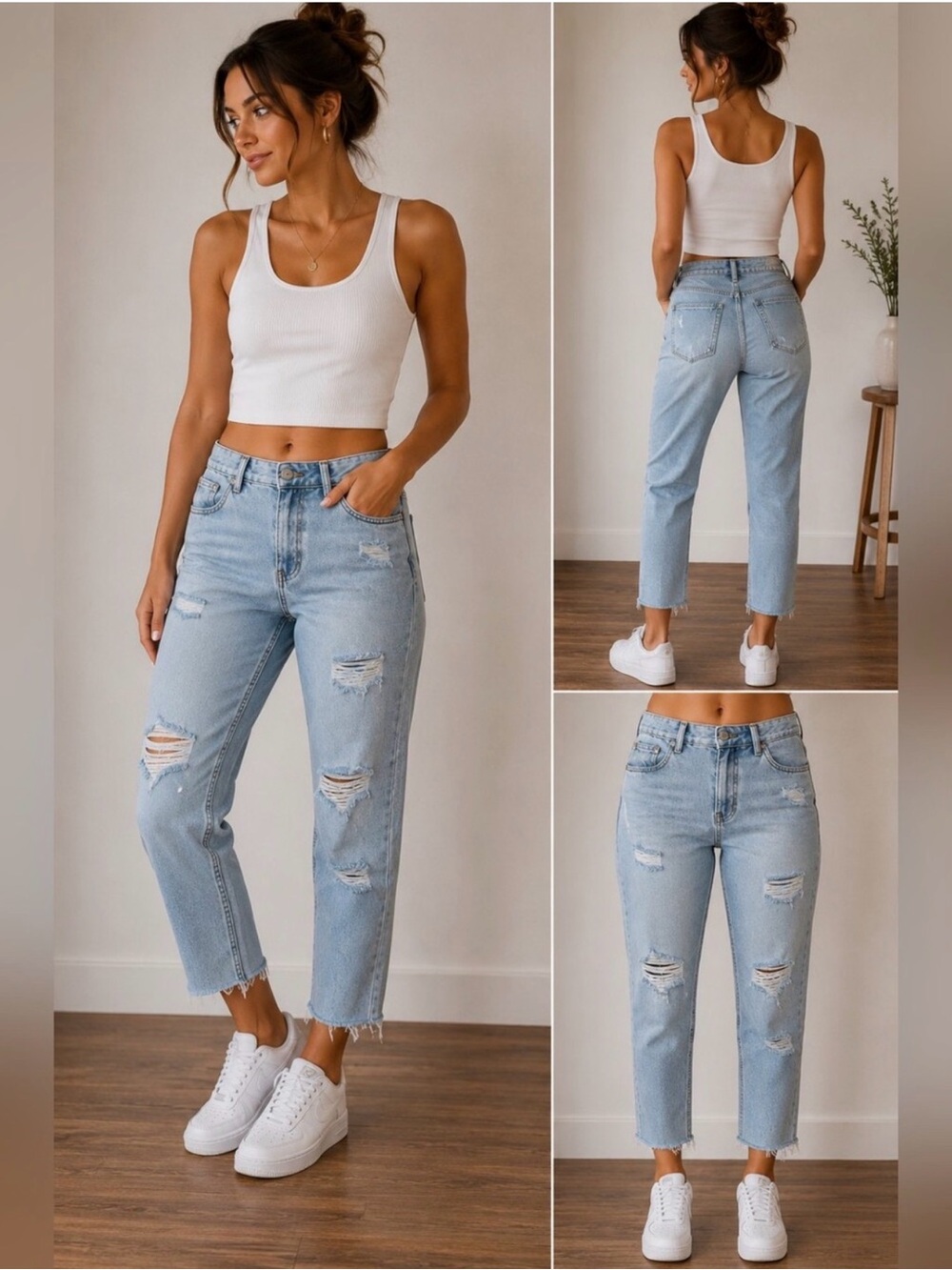 NWT REFUGE
Light Blue Distressed "Mom" Style
Jeans